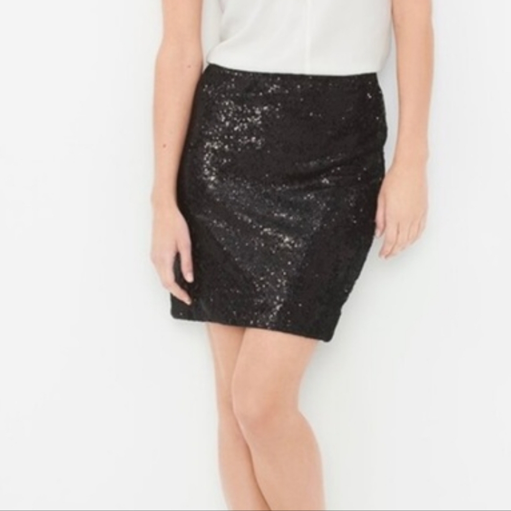 White House Black Market Black Sequin Pencil Skirt - Picture 1 of 8